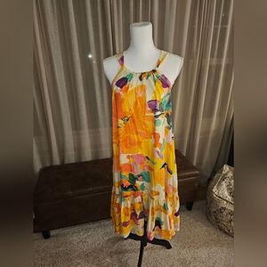 NWT, Anthropologie, yellow and orange floral midi dress, Size M